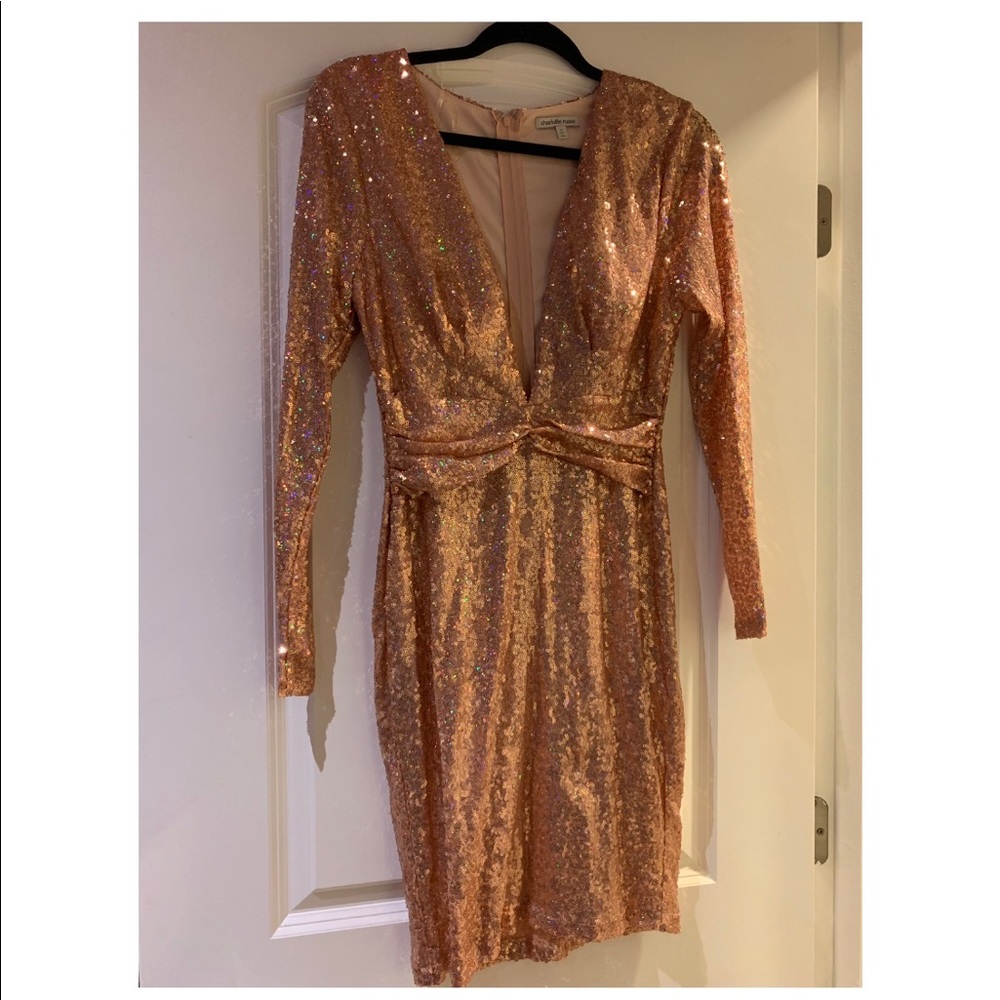 Rose gold sequin dress